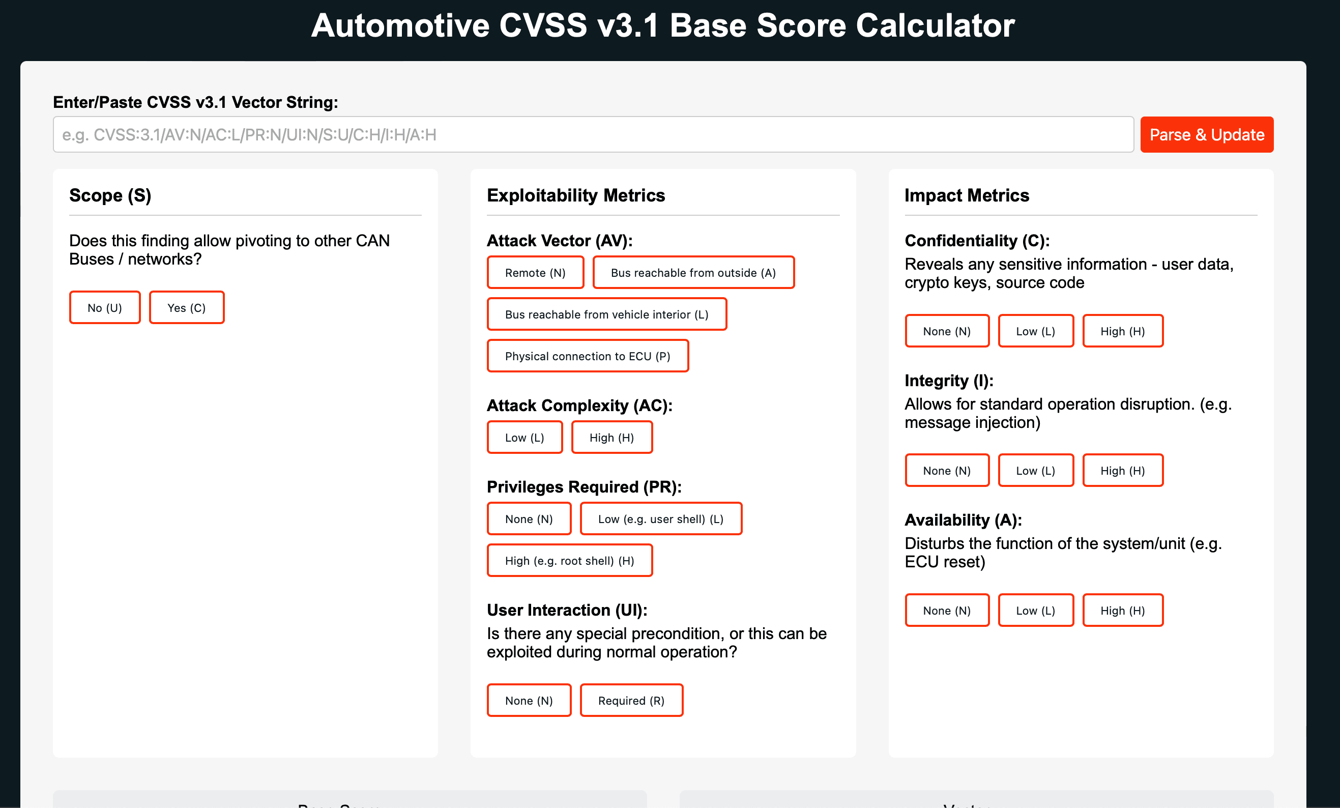 Automotive CVSS screenshot 2